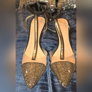 Black and Gold Embellished Heels